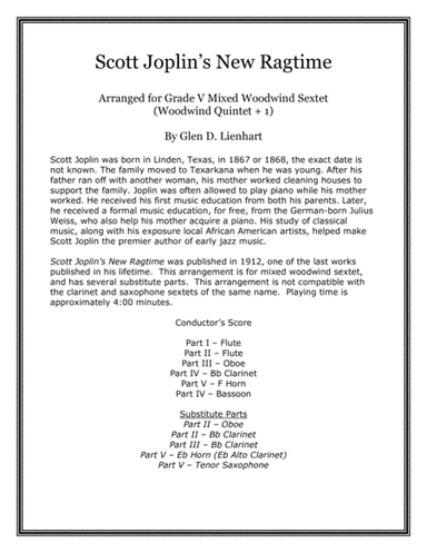Scott Joplin's New Ragtime (Woodwind Sextet) (arr. Glen D. Lienhart)