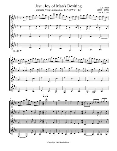 Jesu, Joy of Man's Desiring (Guitar Quartet) - Score and Parts (arr. Kevin Love)