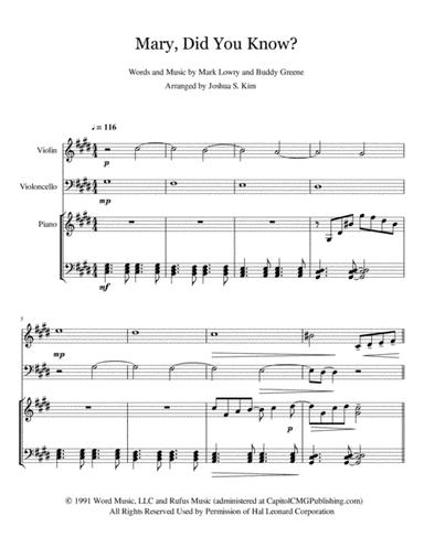Mary, Did You Know? (arr. Joshua Jun S. Kim)