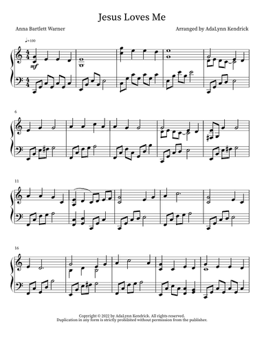 Jesus Loves Me (arr. AdaLynn Kendrick)