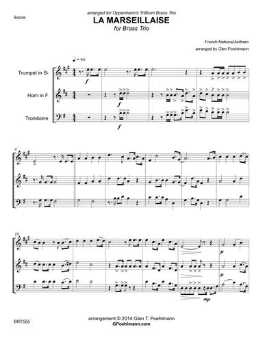 LA MARSEILLAISE (National Anthem of France) - BRASS TRIO (unaccompanied) (arr. Glen Poehlmann)