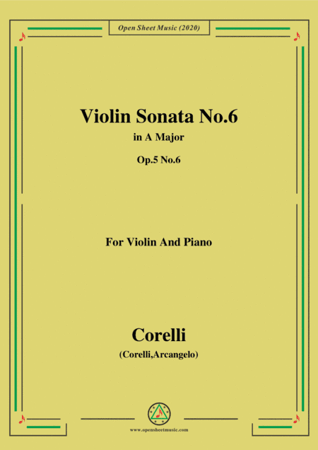 Corelli-Violin Sonata No.6 in A Major,Op.5 No.6,for Vioin&Piano (arr. MSM)