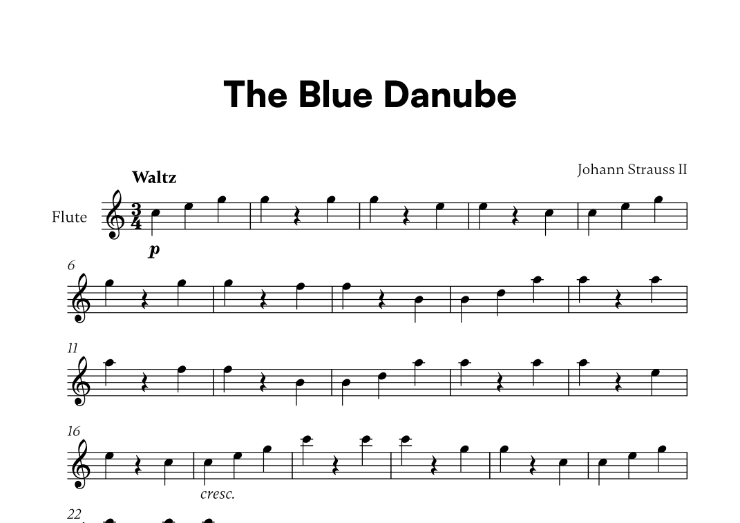 Johann Strauss II - The Blue Danube for Flute Solo (arr. Cadenza Editions)