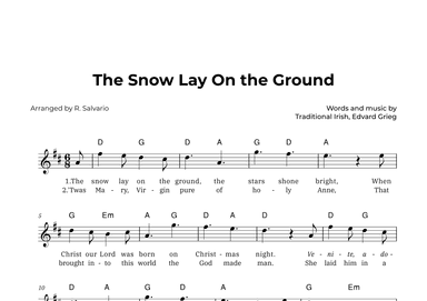 The Snow Lay On the Ground (Key of D Major) (arr. R. Salvario)