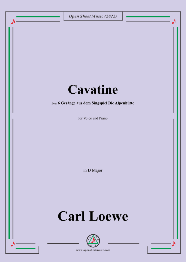Loewe-Cavatine,in D Major,for Voice and Piano (arr. OSM Press)
