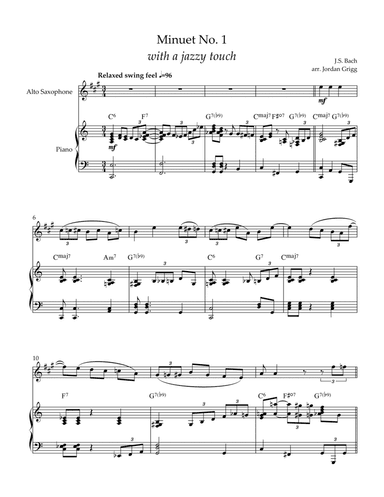 Minuet No 1 with a jazzy touch (arr. Jordan Grigg)