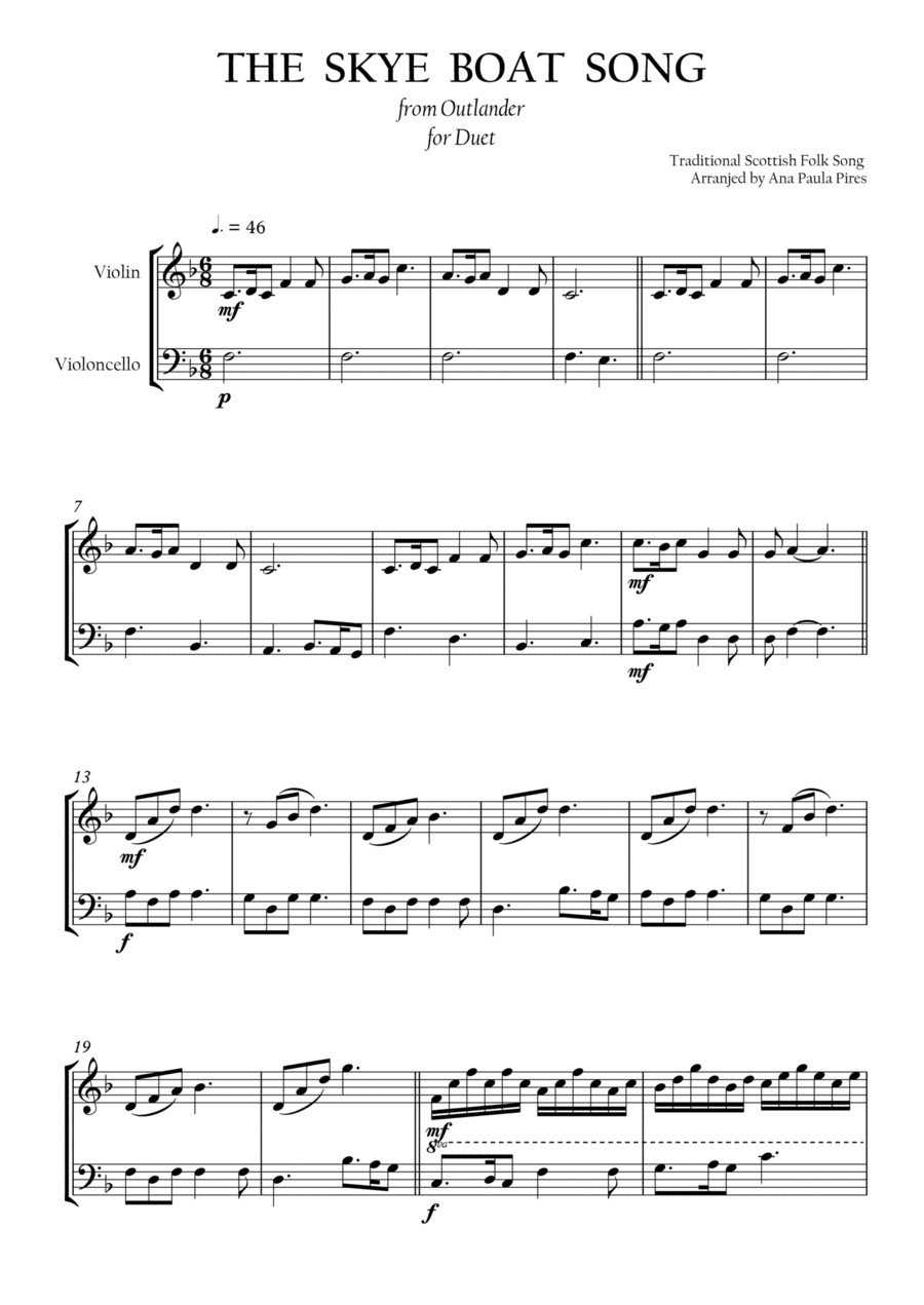 The Skye Boat Song from Outlander (arr. Ana Paula Pires)