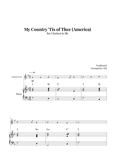 My Country 'Tis of Thee (America) (arr. GDJ)