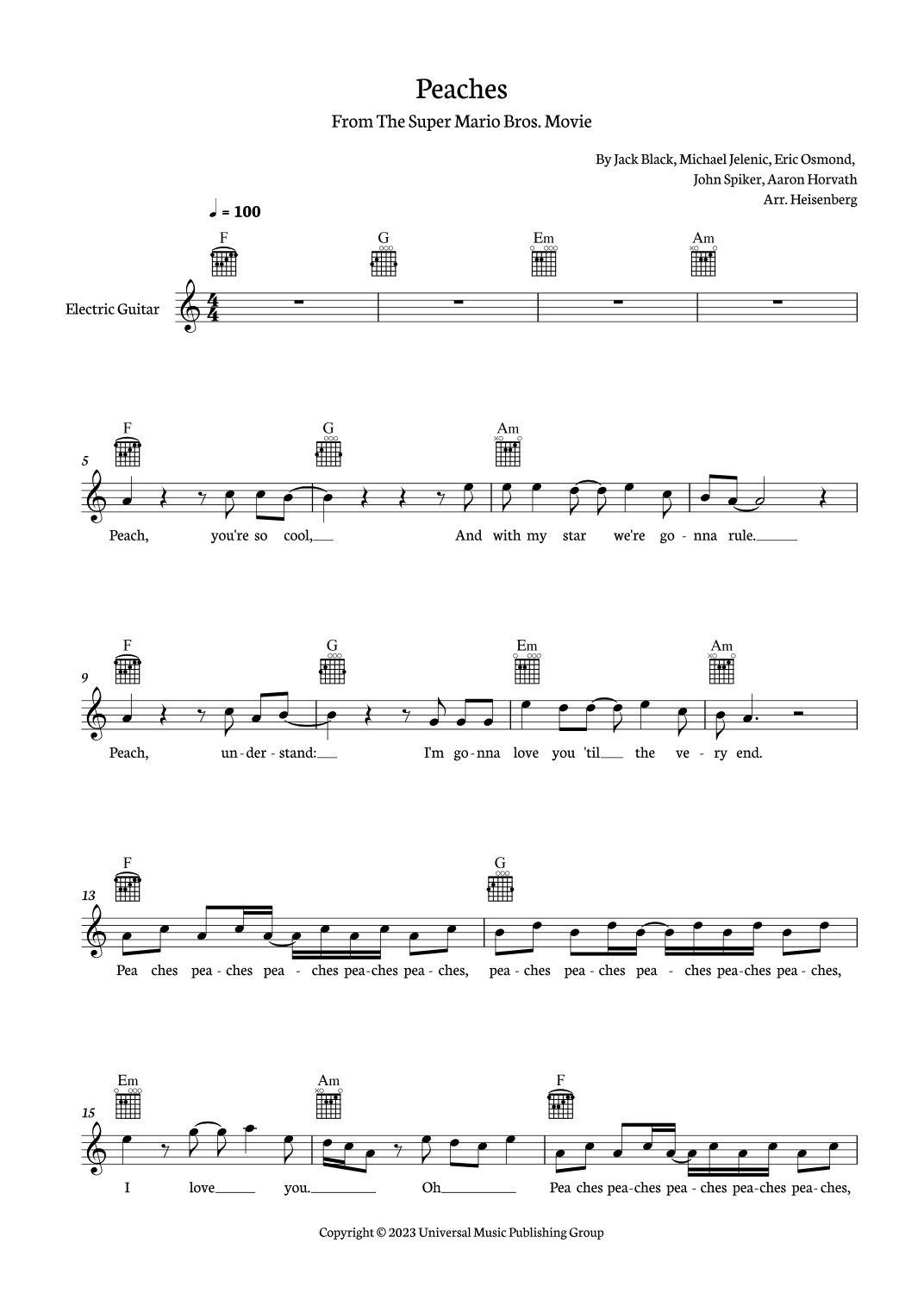 Peaches (arr. Heisenberg)