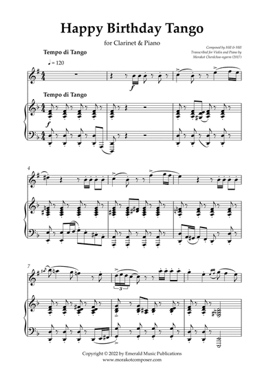 Happy Birthday Tango for Clarinet & Piano (arr. Morakot Cherdchoo-ngarm)