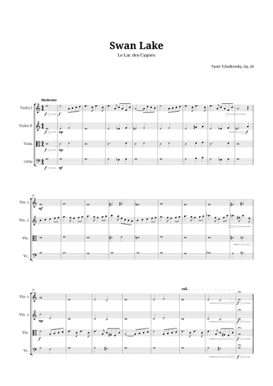 Swan Lake by Tchaikovsky for String Quartet (arr. Langanho)