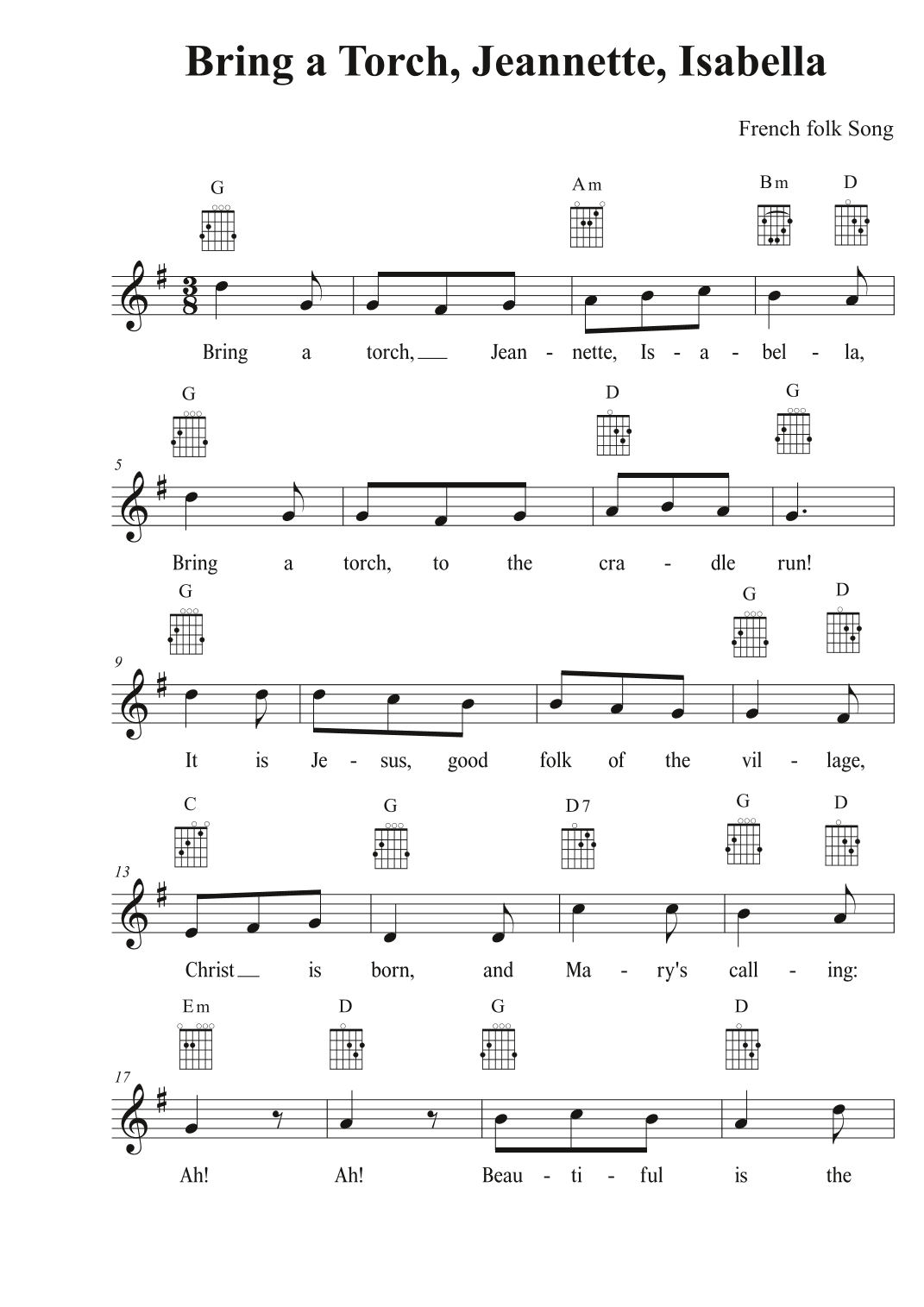 Bring a Torch, Jeannette, Isabella (arr. Avgusta Udartseva)