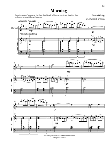 Classical Duets for Clarinet & Piano:  Morning (arr. Meredith Whelan)