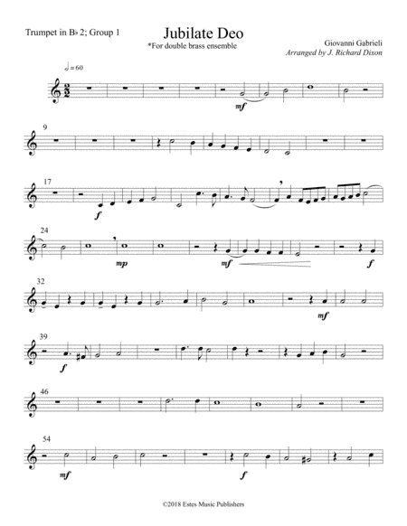 Giovanni Gabrieli's Jubilate Deo arranged for Double Brass Quartet (arr. J. Richard Dixon)