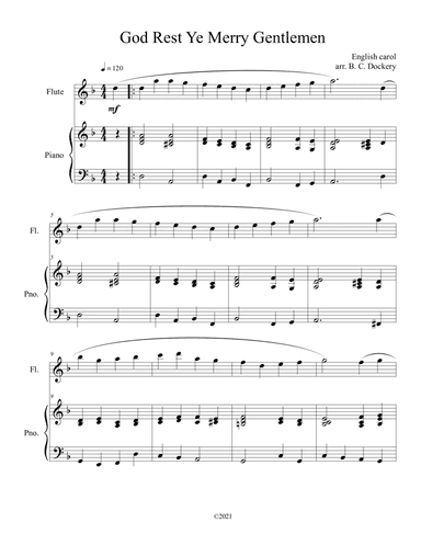God Rest Ye Merry Gentlemen (Flute Solo) with optional piano accompaniment (arr. B. C. Dockery)