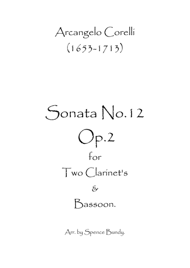 Sonata No.12 Op.2 (arr. Spence Bundy)