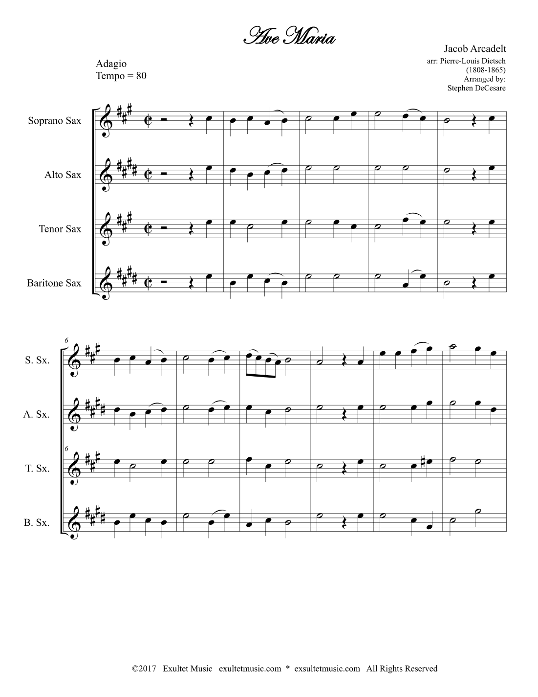 Ave Maria (Saxophone Quartet) (arr. Stephen DeCesare)
