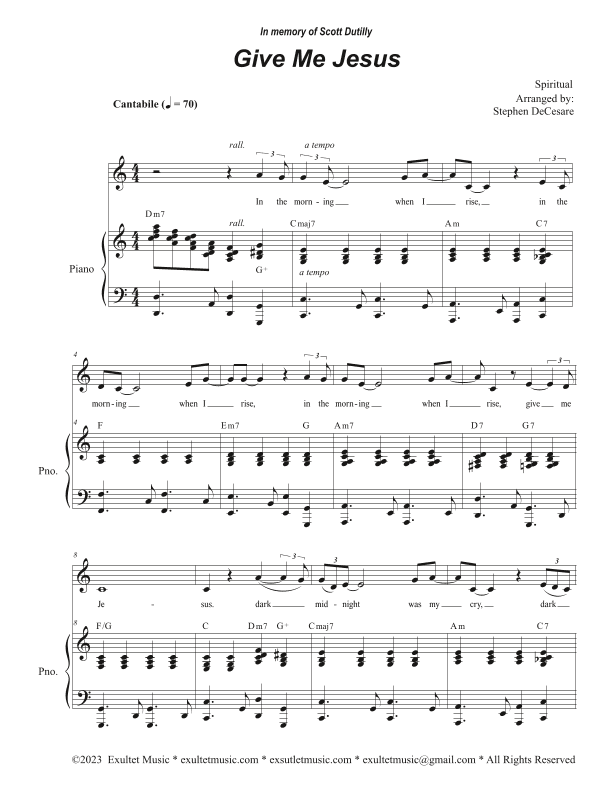 Give Me Jesus (Vocal solo - High Key) (arr. Stephen DeCesare)