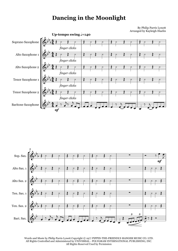 Dancing In The Moonlight (arr. Kayleigh Huelin)