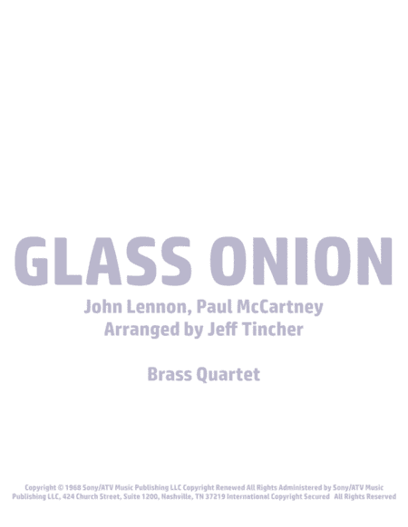 Glass Onion (arr. Jeff Tincher)