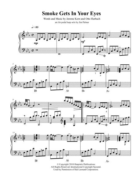 Smoke Gets In Your Eyes (arr. harpisticpublications)
