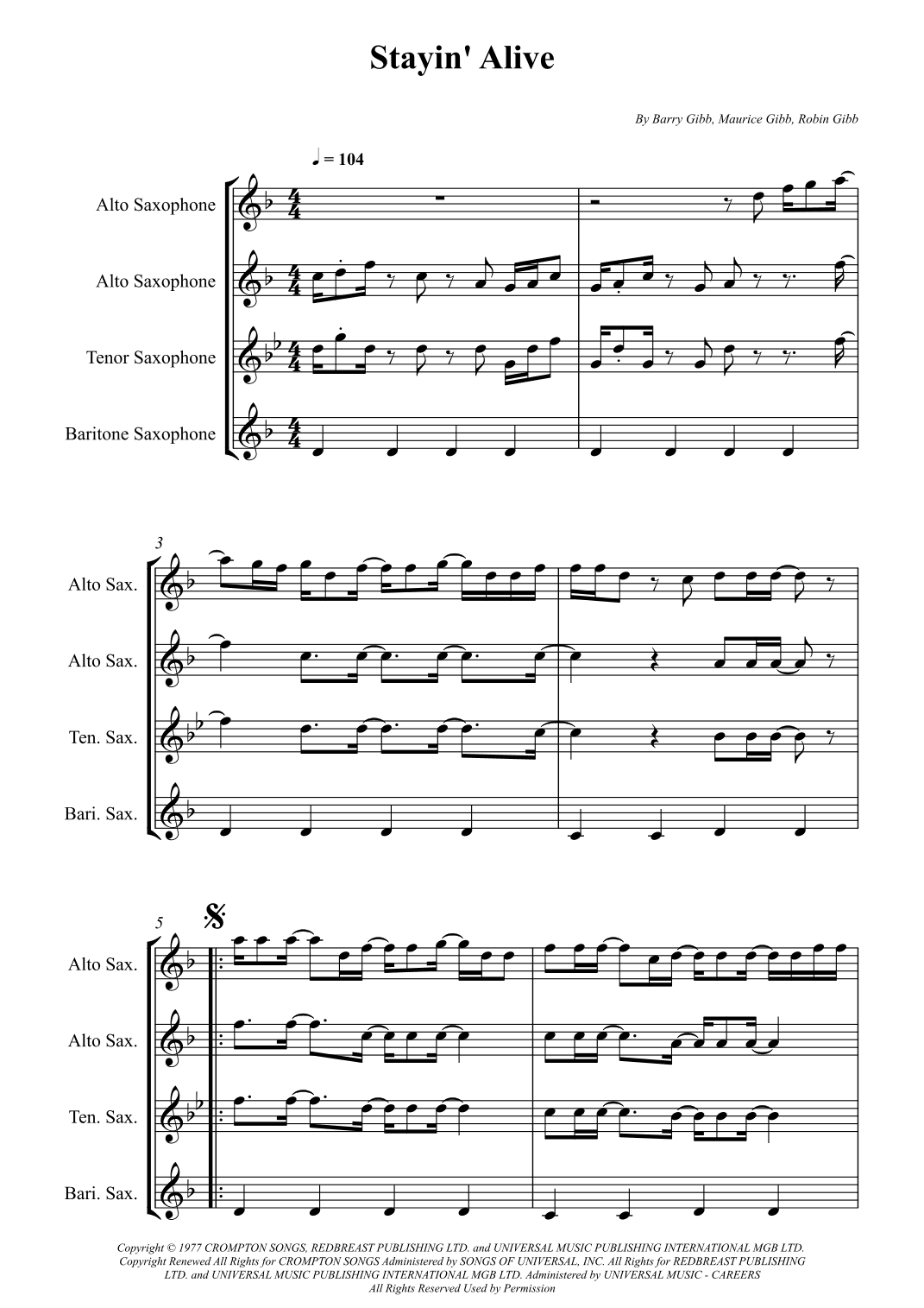 Stayin' Alive (arr. Wesley S. SIlva)