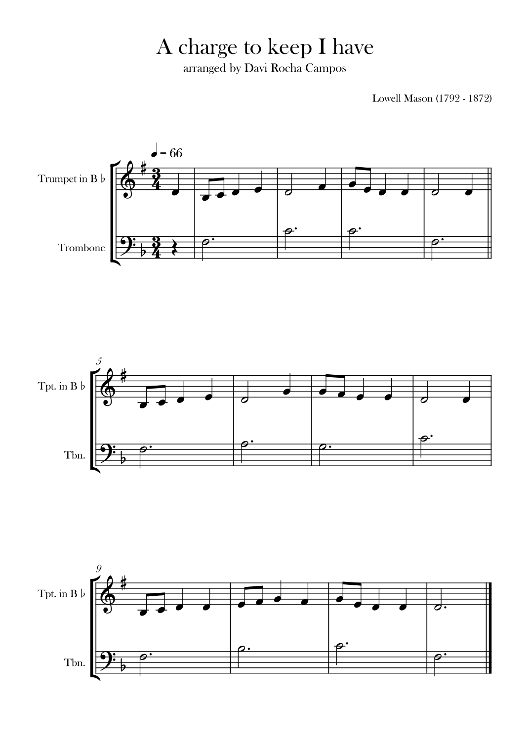 A charge to keep I have (arr. Davi Rocha Campos)