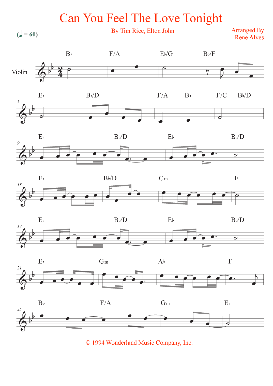 Can You Feel The Love Tonight (arr. Rene Alves)