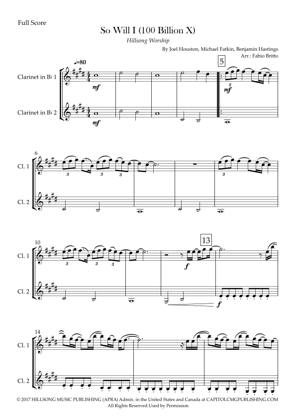 So Will I (100 Billion X) (arr. Fabio Britto)