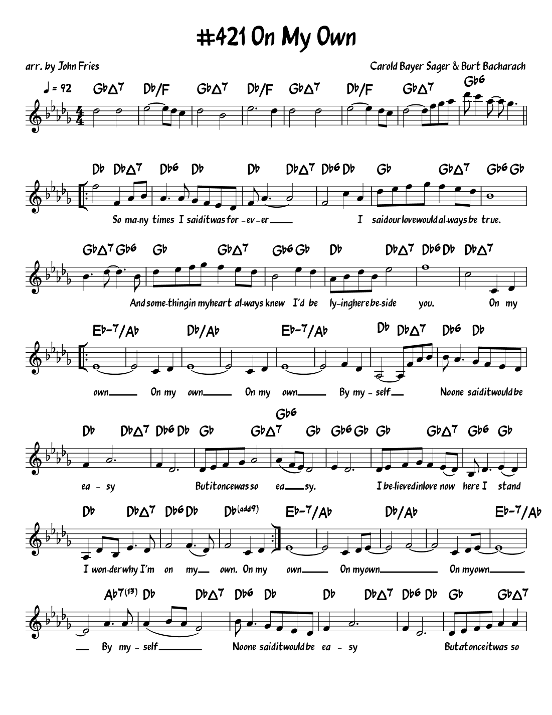 On My Own (arr. John Fries)