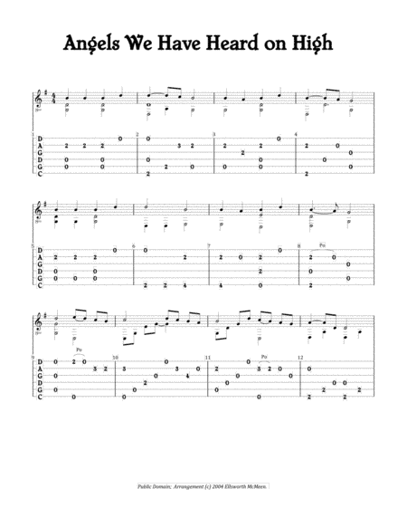 Angels We Have Heard on High (For Fingerstyle Guitar Tuned CGDGAD) (arr. Ellsworth McMeen)