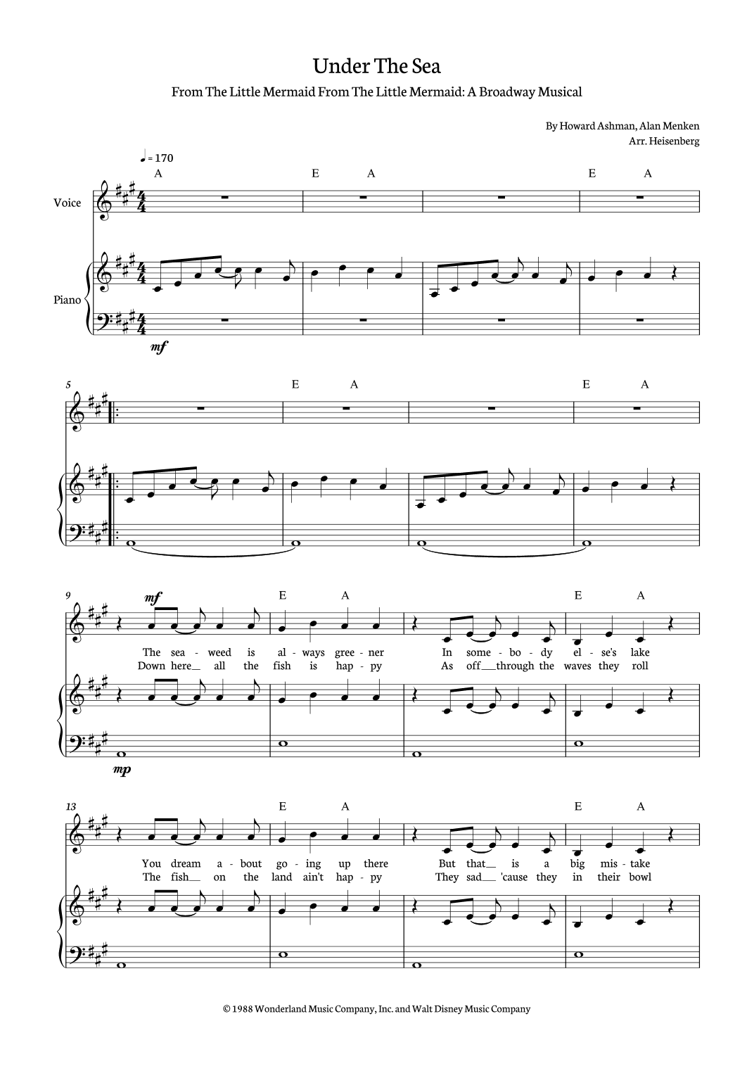 Under The Sea (arr. Heisenberg)