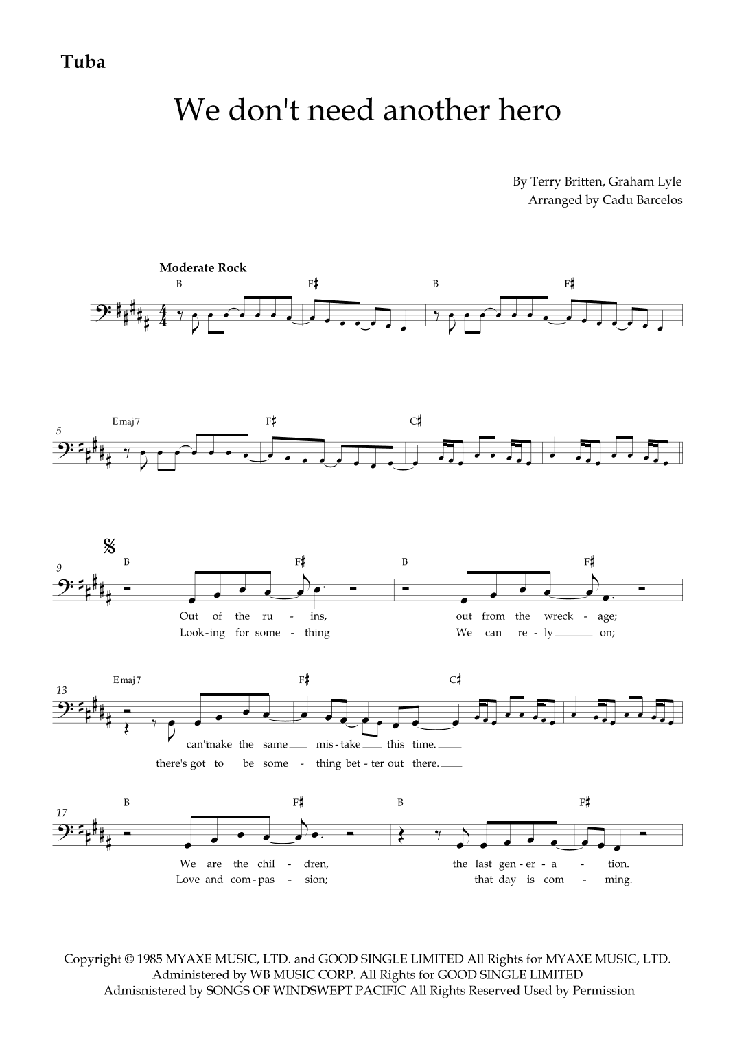 We Don't Need Another Hero (arr. Cadu Barcelos)