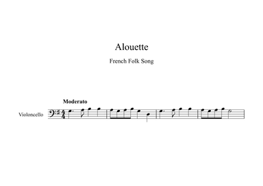 Alouette - French Folk Song (Cello) (arr. Digital Book Music)