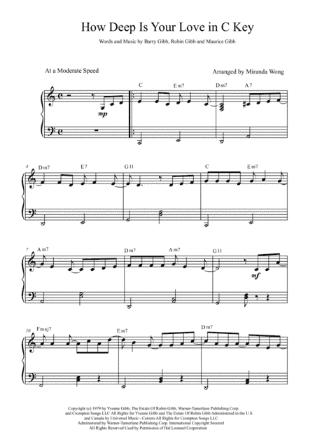 How Deep Is Your Love  from the Motion Picture SATURDAY NIGHT FEVER (arr. Miranda Wong)