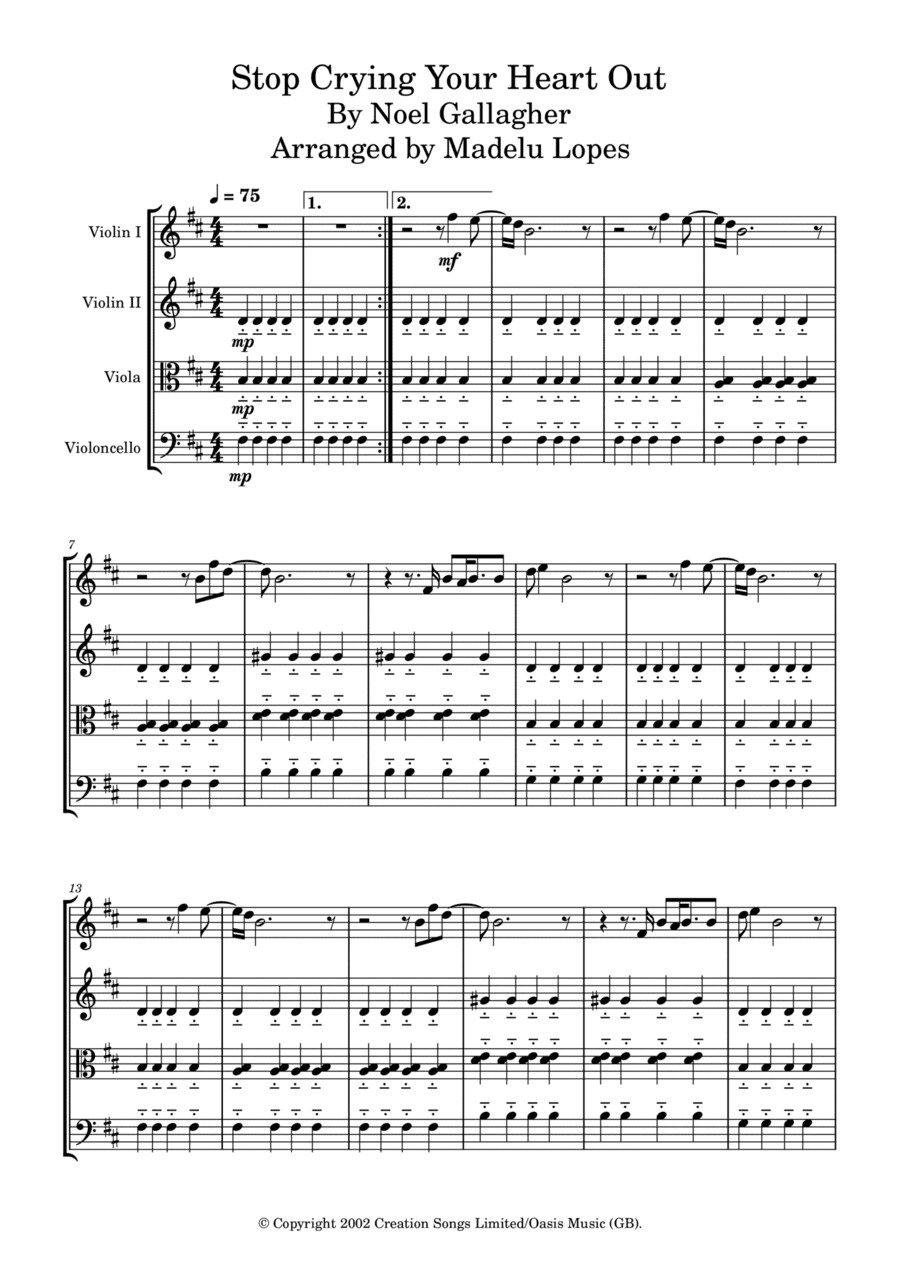 Stop Crying Your Heart Out (arr. Madelu Lopes)