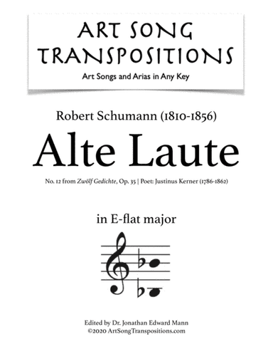 SCHUMANN: Alte Laute, Op. 35 no. 12 (transposed to E-flat major) (arr. ArtSongTranspositions.com)