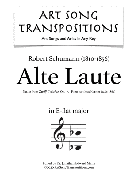 SCHUMANN: Alte Laute, Op. 35 no. 12 (transposed to E-flat major) (arr. ArtSongTranspositions.com)