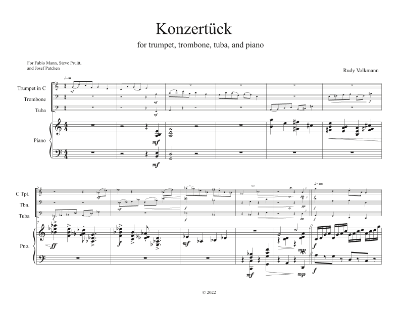 Konzertstück for Brass Trio and Piano