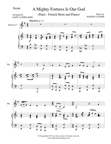A MIGHTY FORTRESS IS OUR GOD (Duet – French Horn and Piano/Score and Parts) (arr. Gary Lanier)