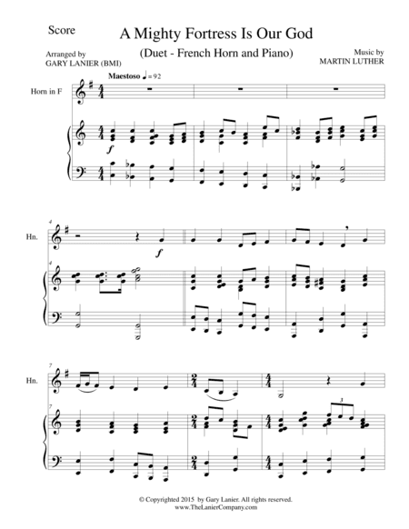 A MIGHTY FORTRESS IS OUR GOD (Duet – French Horn and Piano/Score and Parts) (arr. Gary Lanier)