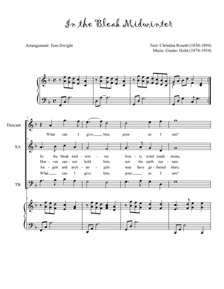 In the Bleak Midwinter (arr. Tom Dwight)