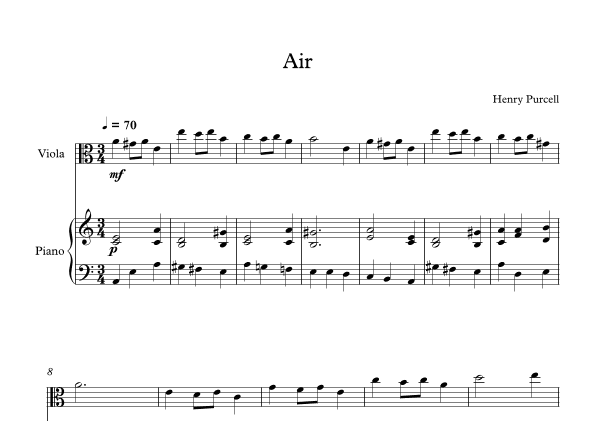 Air - Henry Purcell (Viola + Piano) (arr. Digital Book Music)
