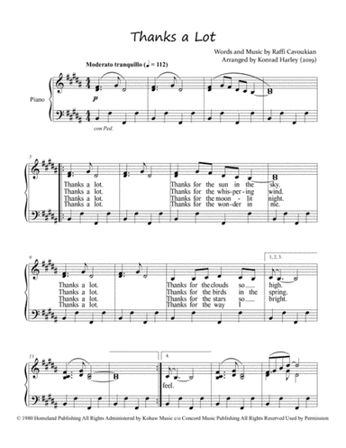 Thanks A Lot (arr. Konrad Harley)