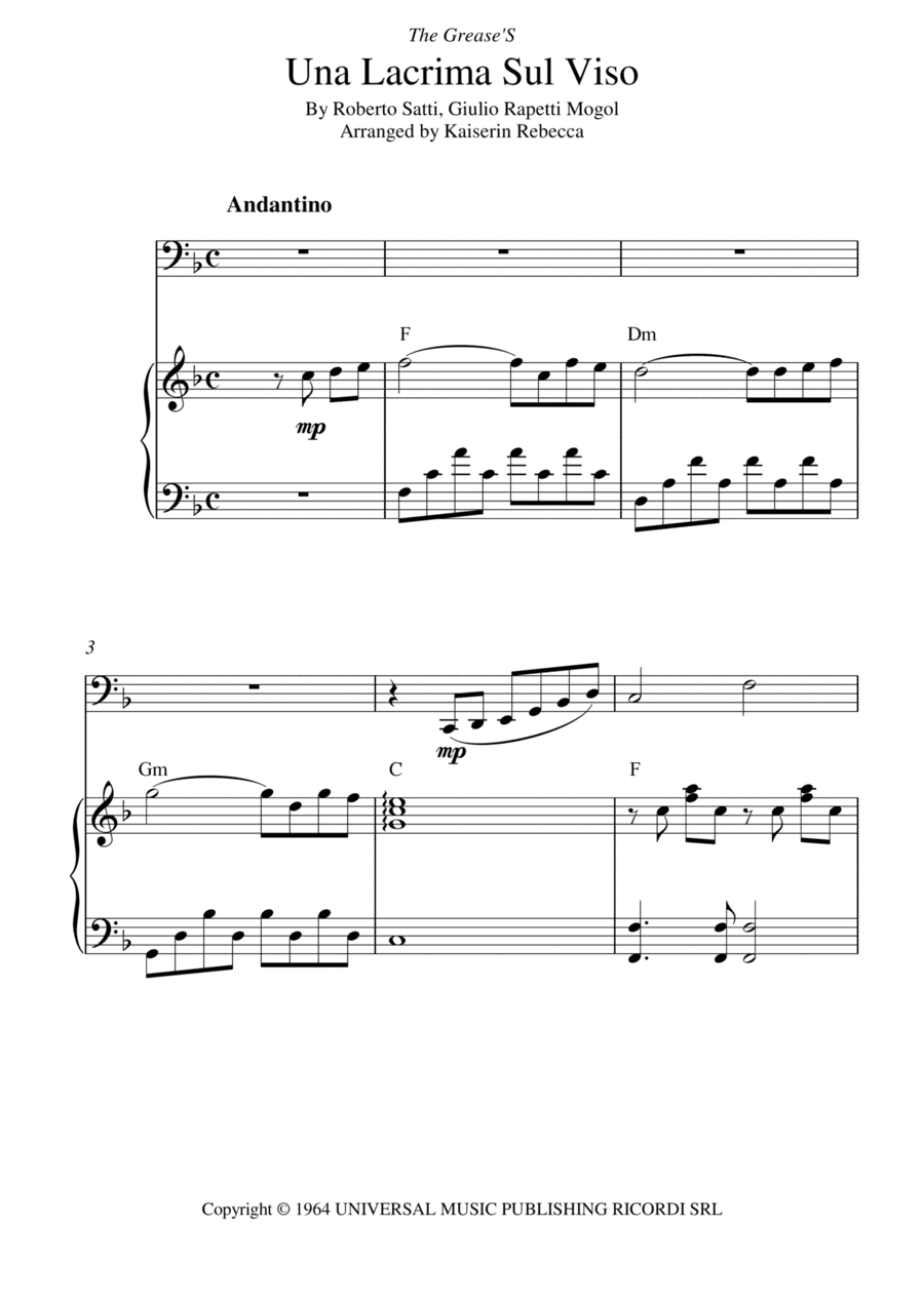 Tears On My Face (lacrima Sul Viso) (arr. Kaiserin Rebecca)
