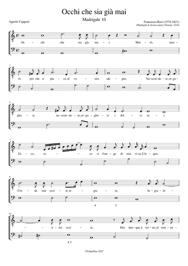 Occhi che sia già mai (arr. Early Music Scores)