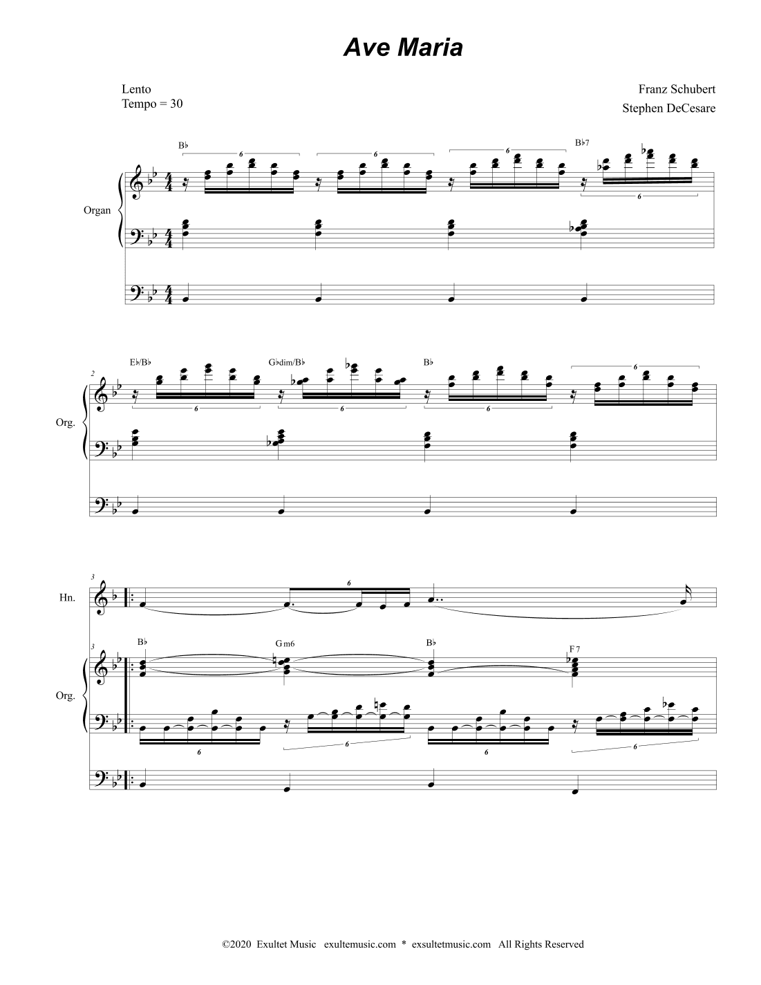 Ave Maria (French Horn solo - Organ accompaniment) (arr. Stephen DeCesare)