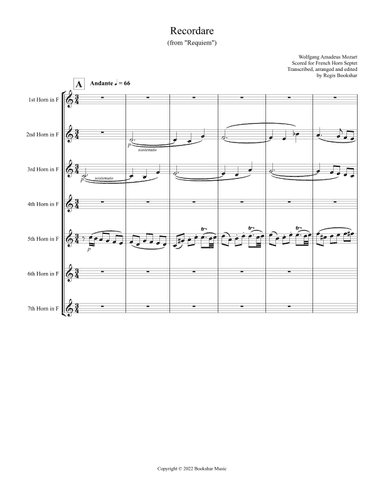 Recordare (from "Requiem") (F) (French Horn Septet) (arr. Regis Bookshar)