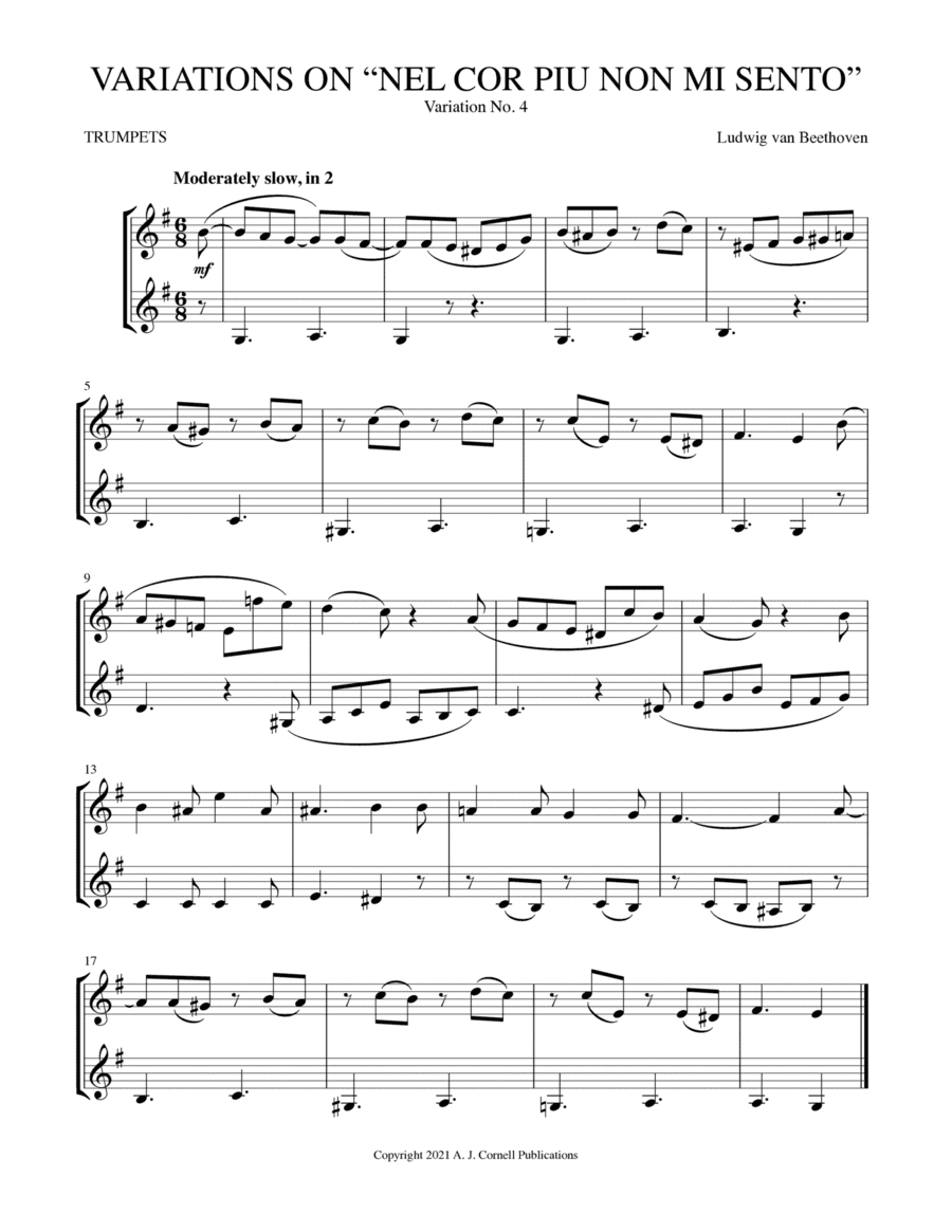 Variations on "Nel cor piu non mi sento," Variation No. 4 (arr. Mark Phillips)