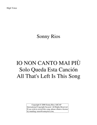 IO NON CANTO MAI PIÙ